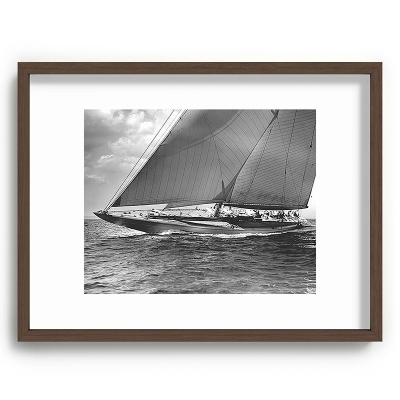 12-meter Sailing Yacht America's Cup Races nautical black and white photograph Framed Art Print