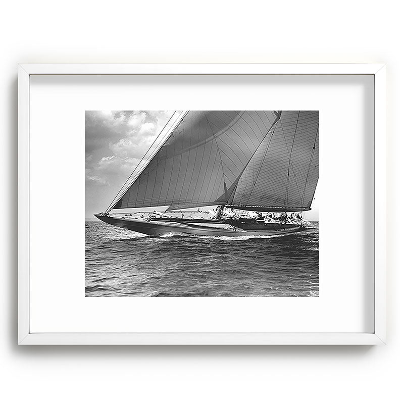 12-meter Sailing Yacht America's Cup Races nautical black and white photograph Framed Art Print