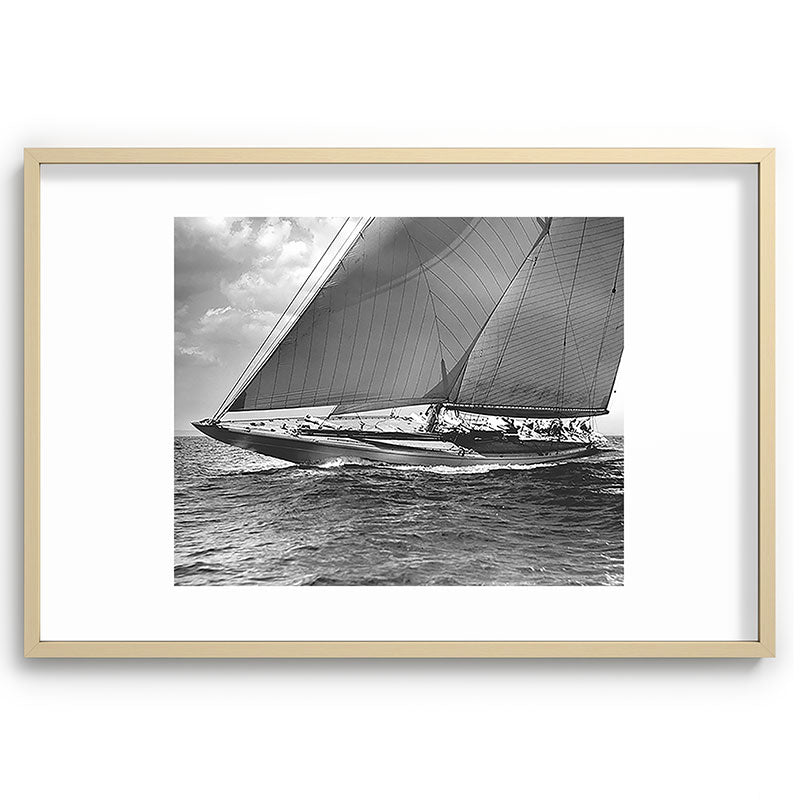 12-meter Sailing Yacht America's Cup Races nautical black and white photograph Framed Art Print