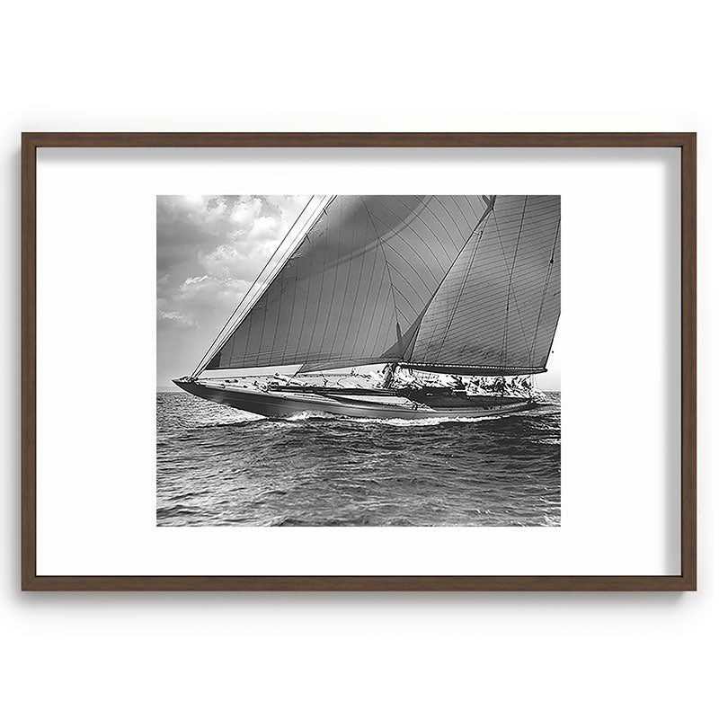 12-meter Sailing Yacht America's Cup Races nautical black and white photograph Framed Art Print