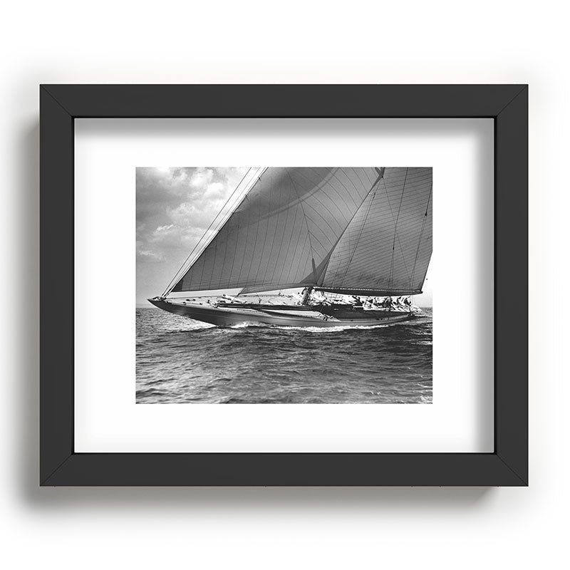 12-meter Sailing Yacht America's Cup Races nautical black and white photograph Framed Art Print
