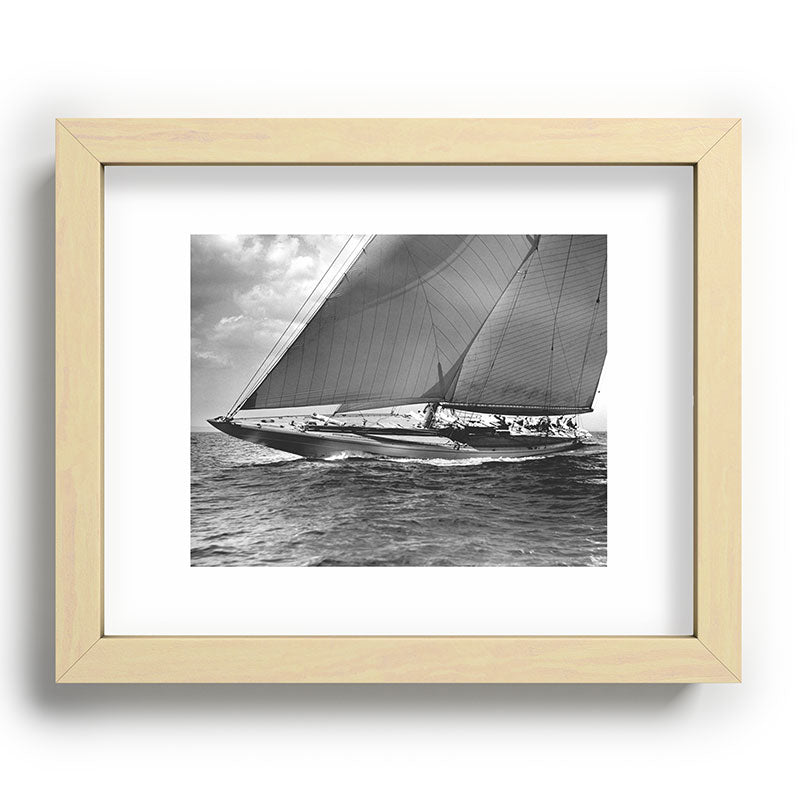 12-meter Sailing Yacht America's Cup Races nautical black and white photograph Framed Art Print