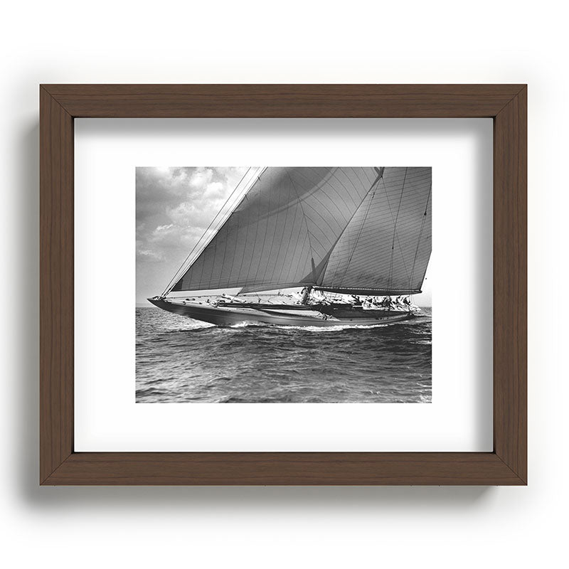 12-meter Sailing Yacht America's Cup Races nautical black and white photograph Framed Art Print