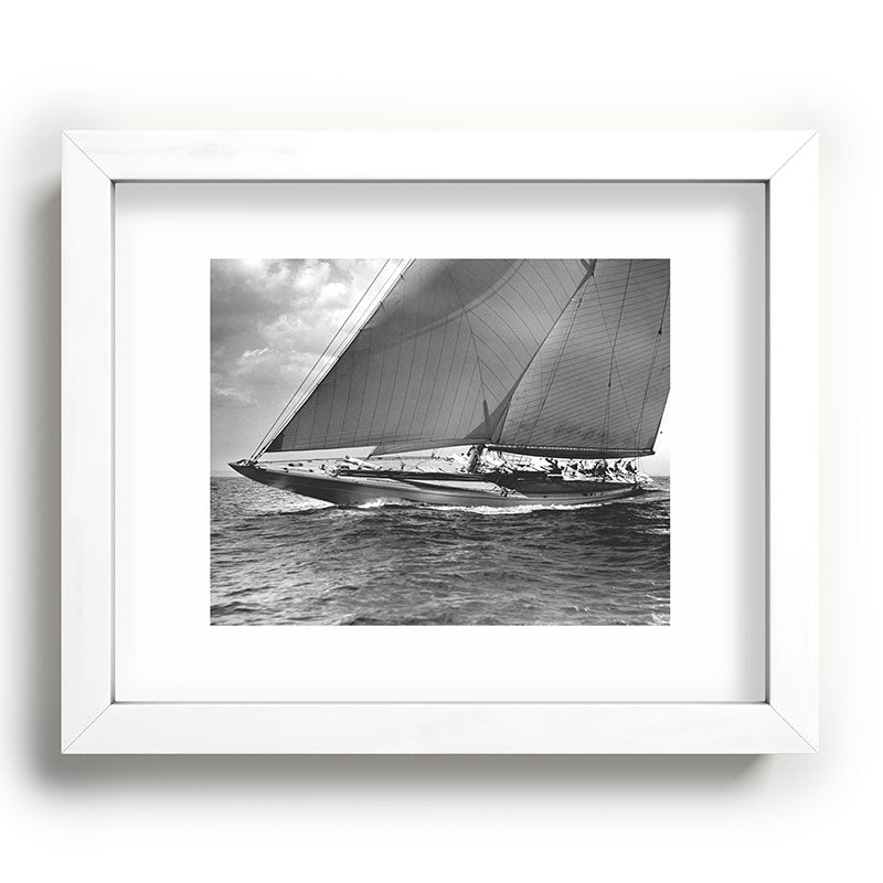 12-meter Sailing Yacht America's Cup Races nautical black and white photograph Framed Art Print
