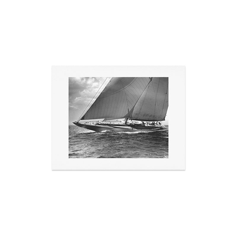 12-meter Sailing Yacht America's Cup Races nautical black and white photograph Art Print