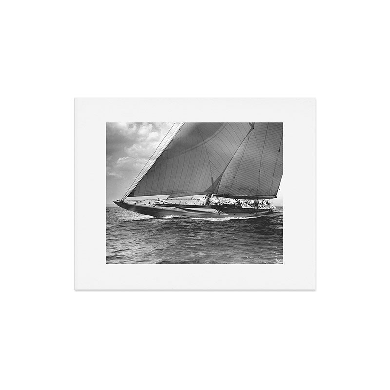 12-meter Sailing Yacht America's Cup Races nautical black and white photograph Art Print