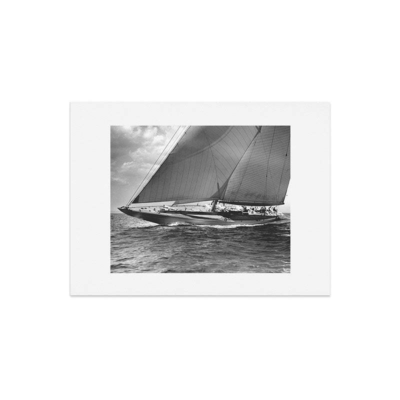 12-meter Sailing Yacht America's Cup Races nautical black and white photograph Art Print