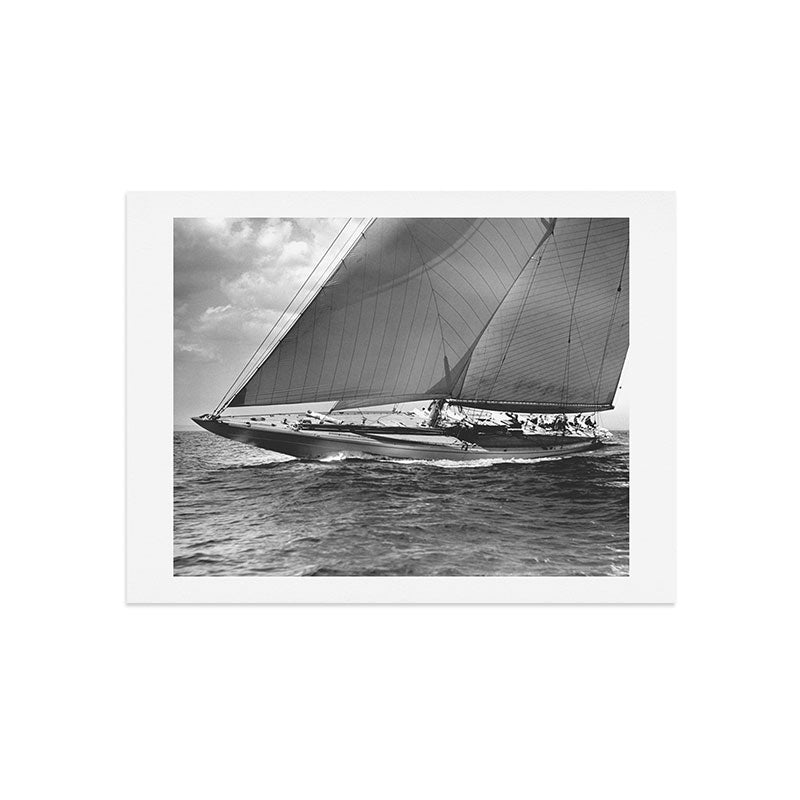 12-meter Sailing Yacht America's Cup Races nautical black and white photograph Art Print