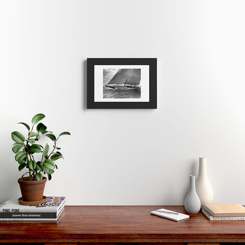 12-meter Sailing Yacht America's Cup Races nautical black and white photograph Framed Art Print