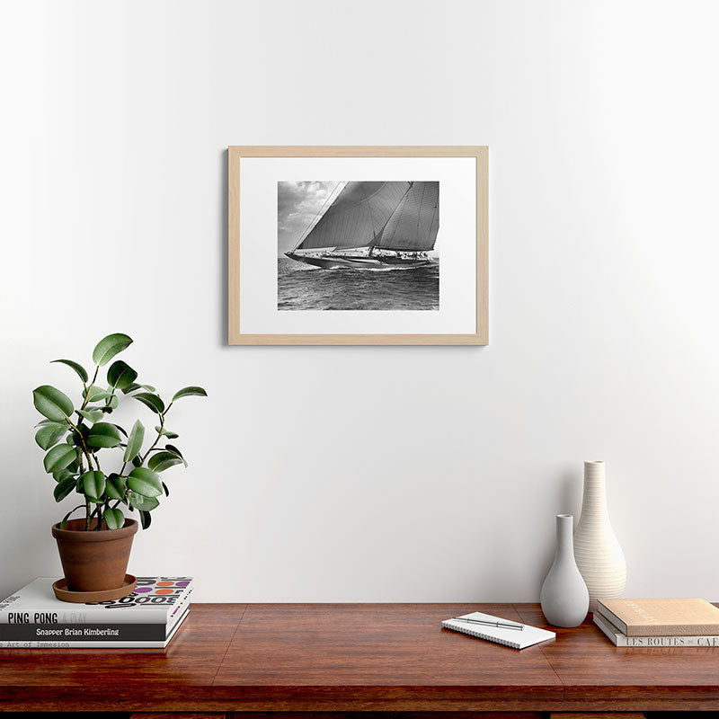 12-meter Sailing Yacht America's Cup Races nautical black and white photograph Framed Art Print