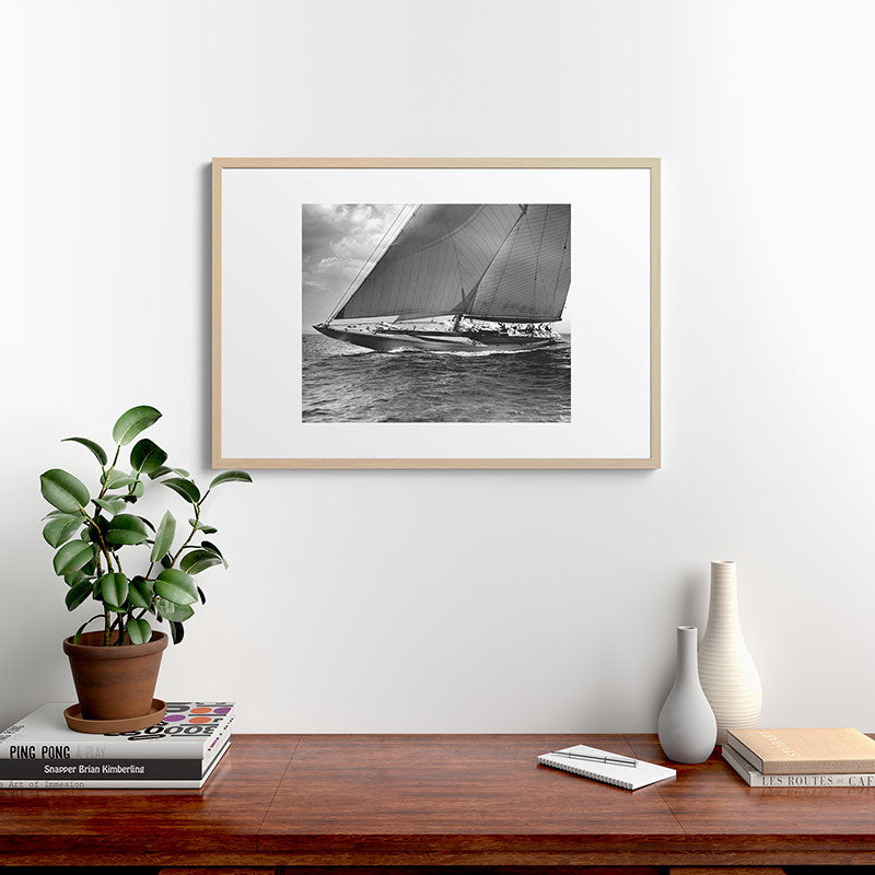 12-meter Sailing Yacht America's Cup Races nautical black and white photograph Framed Art Print