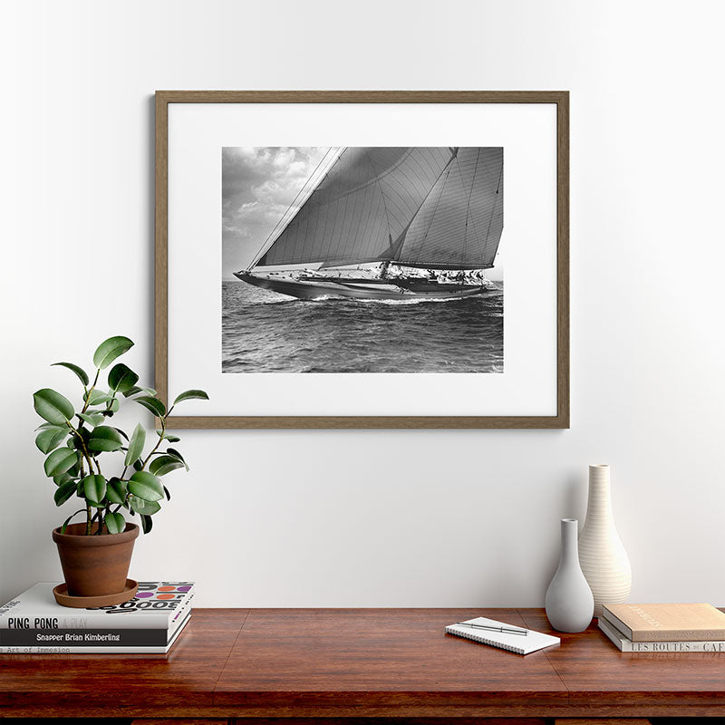 12-meter Sailing Yacht America's Cup Races nautical black and white photograph Framed Art Print
