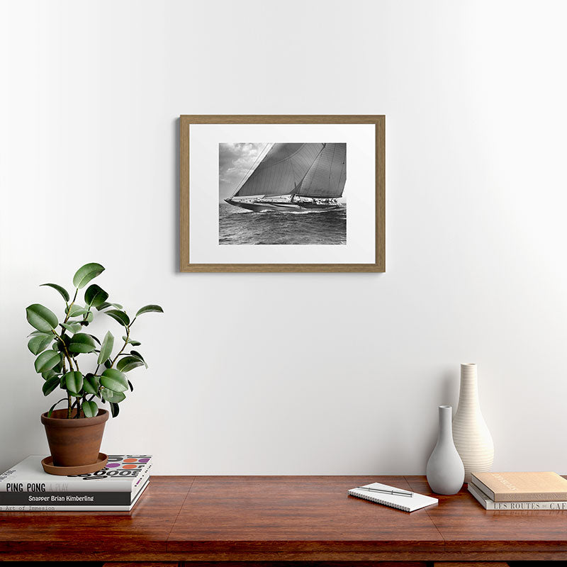 12-meter Sailing Yacht America's Cup Races nautical black and white photograph Framed Art Print