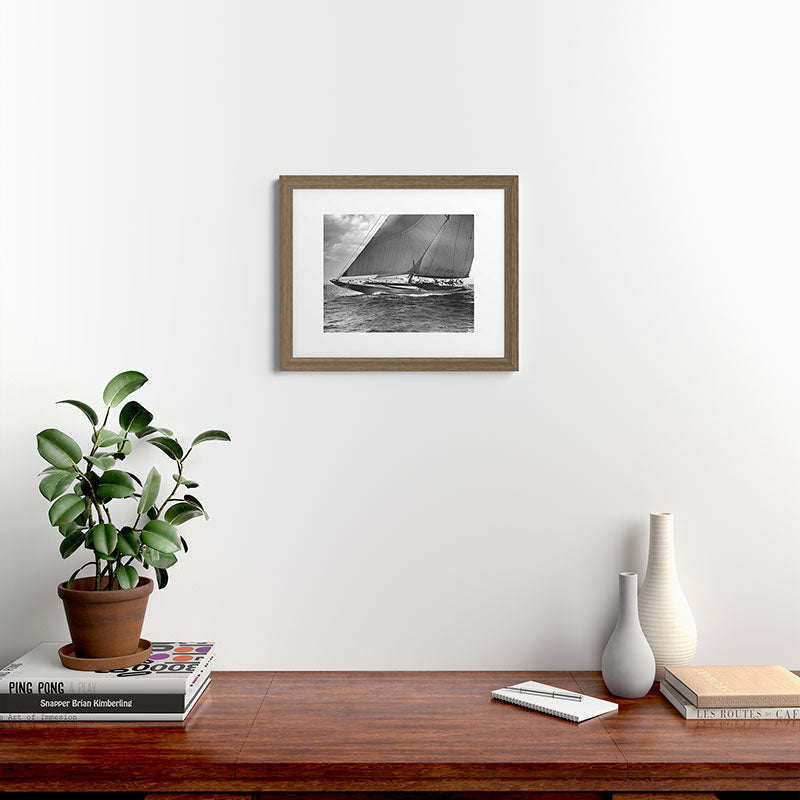 12-meter Sailing Yacht America's Cup Races nautical black and white photograph Framed Art Print