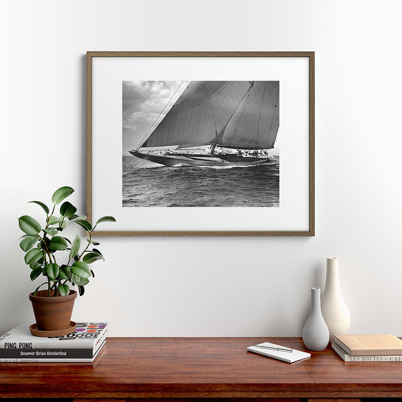 12-meter Sailing Yacht America's Cup Races nautical black and white photograph Framed Art Print