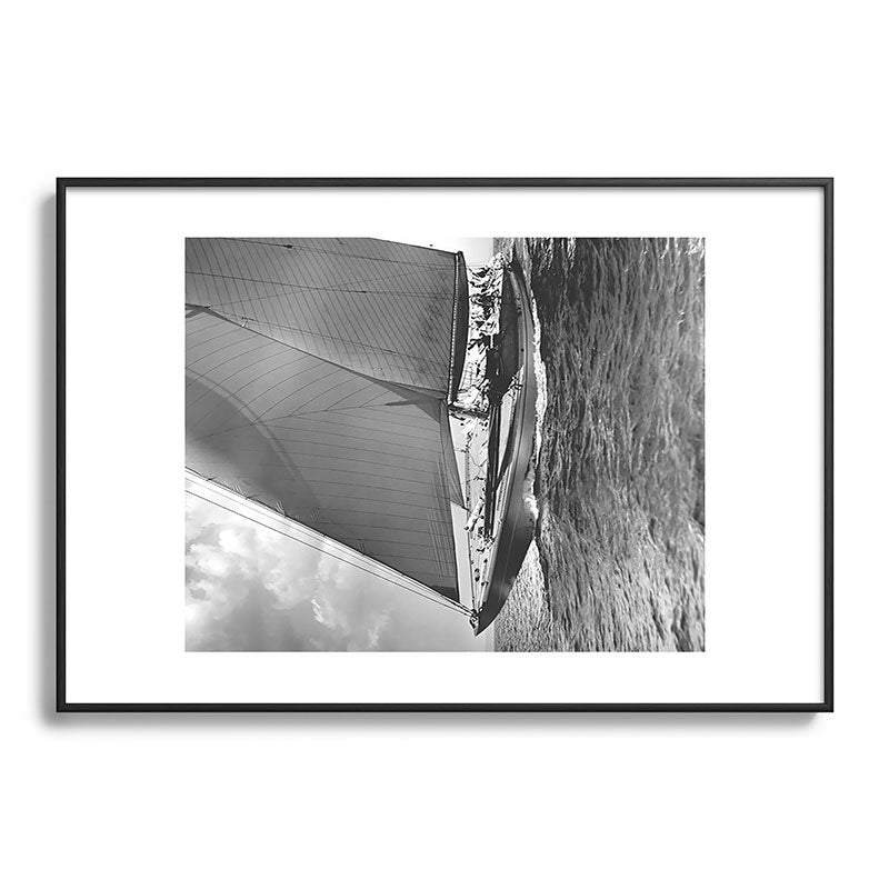12-meter Sailing Yacht America's Cup Races nautical black and white photograph Framed Art Print