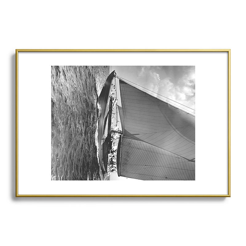 12-meter Sailing Yacht America's Cup Races nautical black and white photograph Framed Art Print