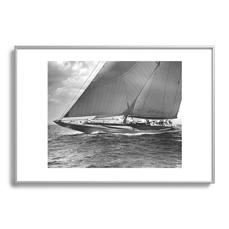 12-meter Sailing Yacht America's Cup Races nautical black and white photograph Framed Art Print