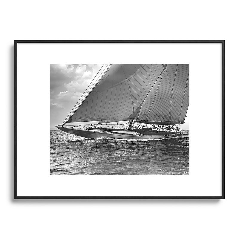 12-meter Sailing Yacht America's Cup Races nautical black and white photograph Framed Art Print