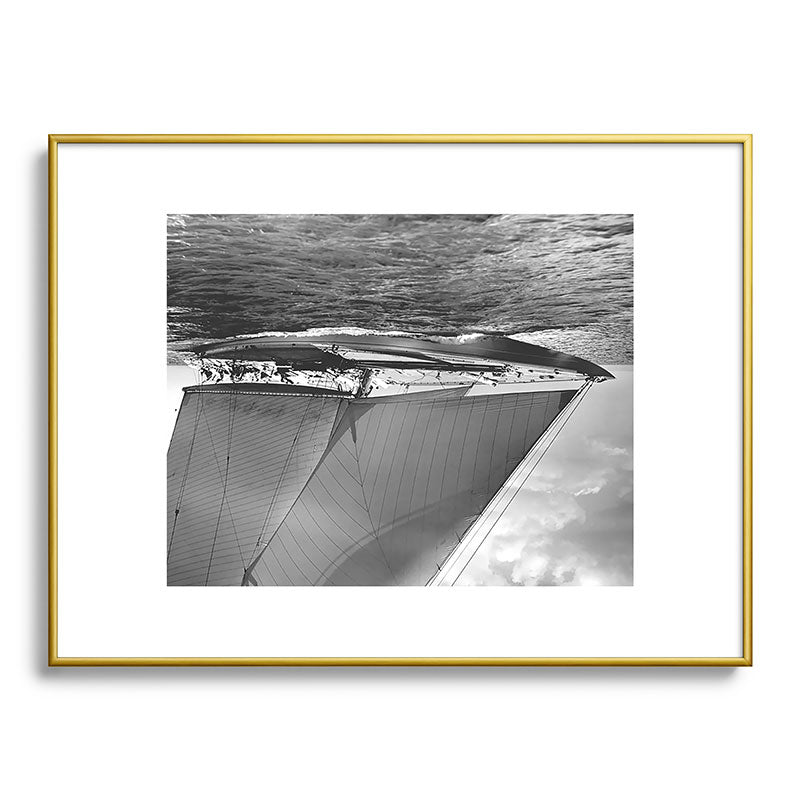12-meter Sailing Yacht America's Cup Races nautical black and white photograph Framed Art Print