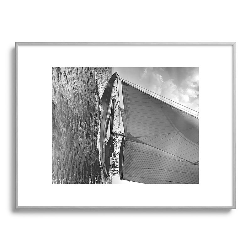 12-meter Sailing Yacht America's Cup Races nautical black and white photograph Framed Art Print