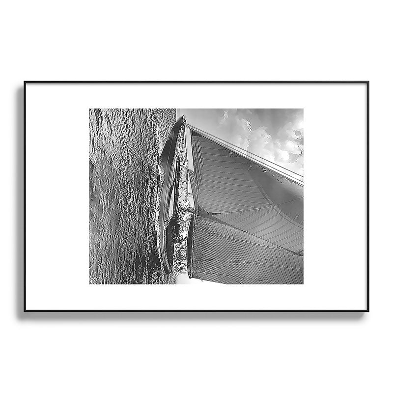 12-meter Sailing Yacht America's Cup Races nautical black and white photograph Framed Art Print