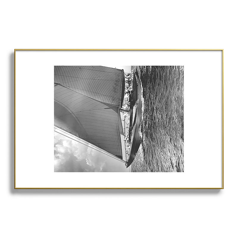 12-meter Sailing Yacht America's Cup Races nautical black and white photograph Framed Art Print