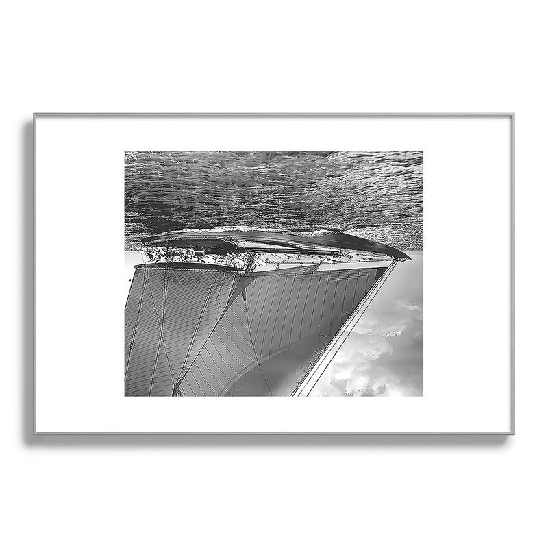 12-meter Sailing Yacht America's Cup Races nautical black and white photograph Framed Art Print