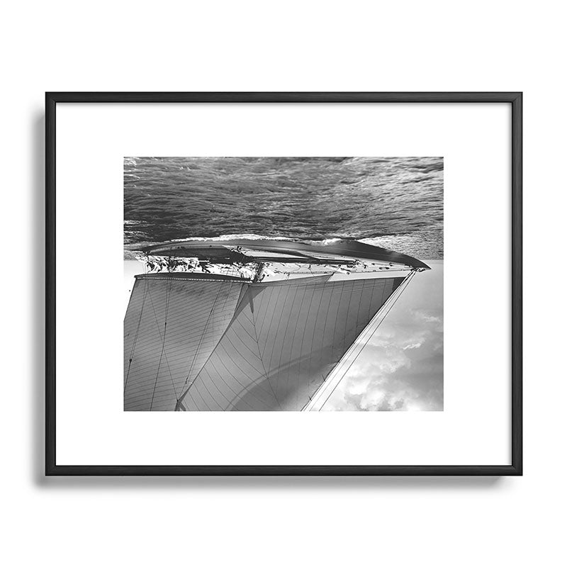 12-meter Sailing Yacht America's Cup Races nautical black and white photograph Framed Art Print