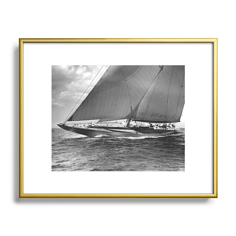 12-meter Sailing Yacht America's Cup Races nautical black and white photograph Framed Art Print
