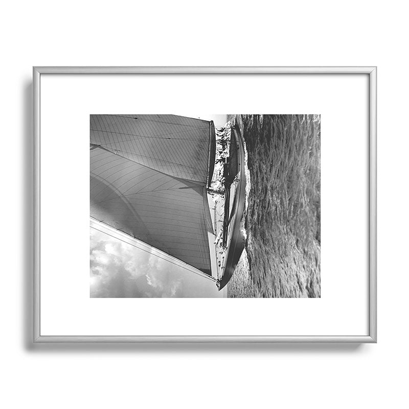 12-meter Sailing Yacht America's Cup Races nautical black and white photograph Framed Art Print
