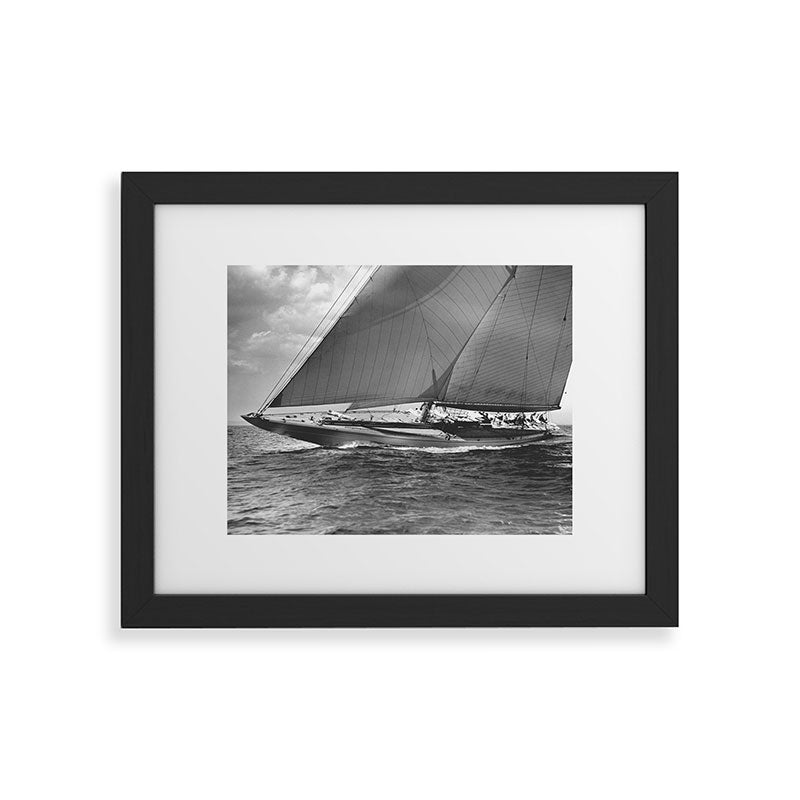 12-meter Sailing Yacht America's Cup Races nautical black and white photograph Framed Art Print