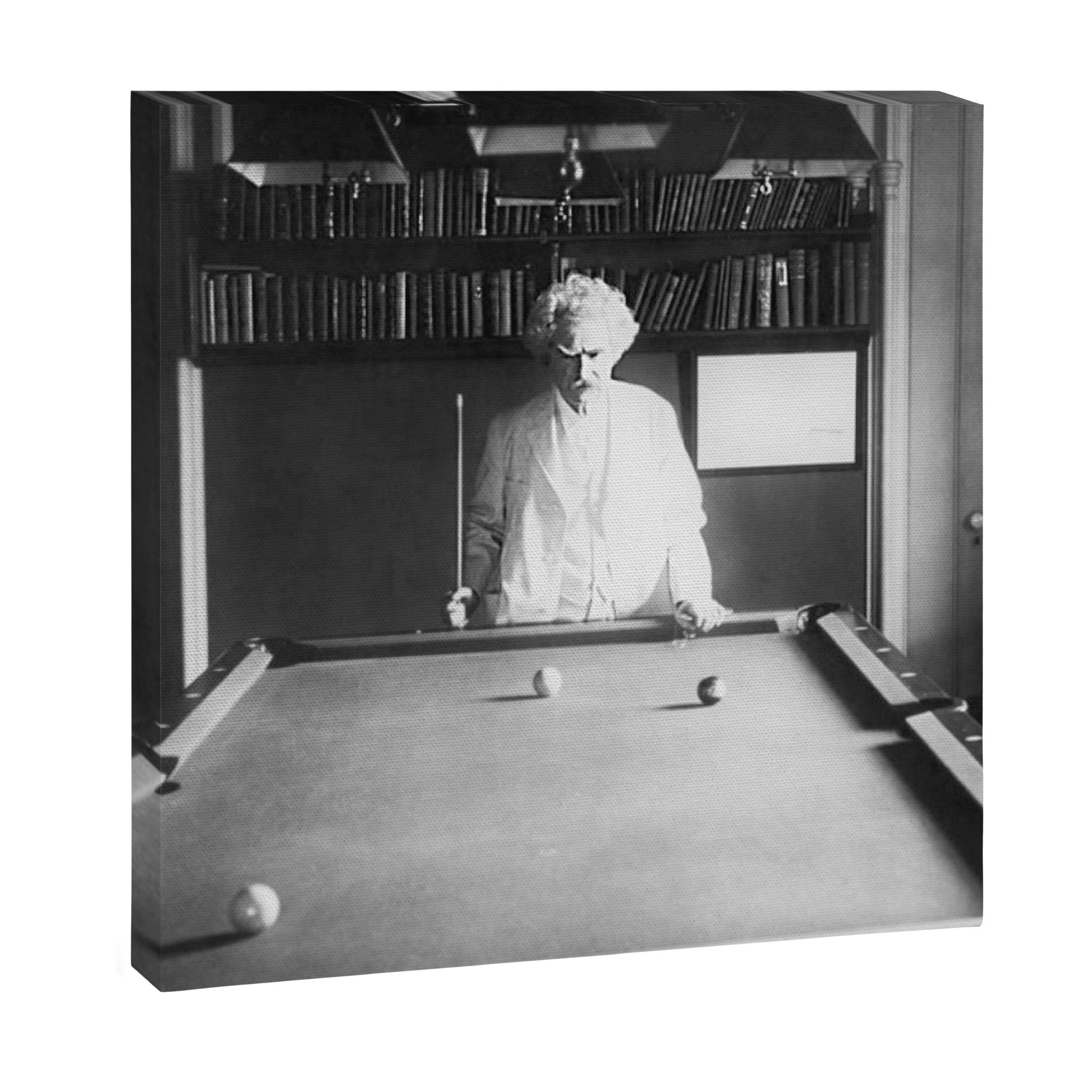 1891 Mark Twain playing billiards, pool black and white vintage photograph / photography Canvas Print