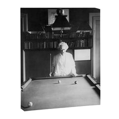 1891 Mark Twain playing billiards, pool black and white vintage photograph / photography Canvas Print