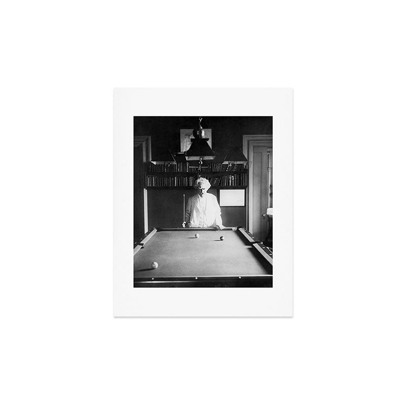 1891 Mark Twain playing billiards, pool black and white vintage photograph / photography Art Print