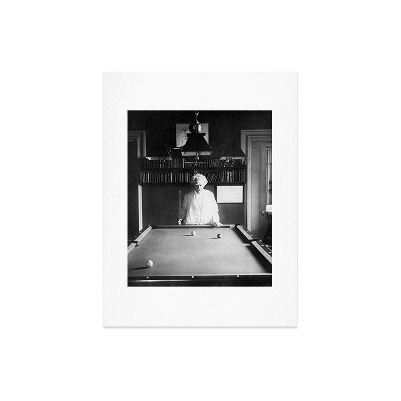 1891 Mark Twain playing billiards, pool black and white vintage photograph / photography Art Print
