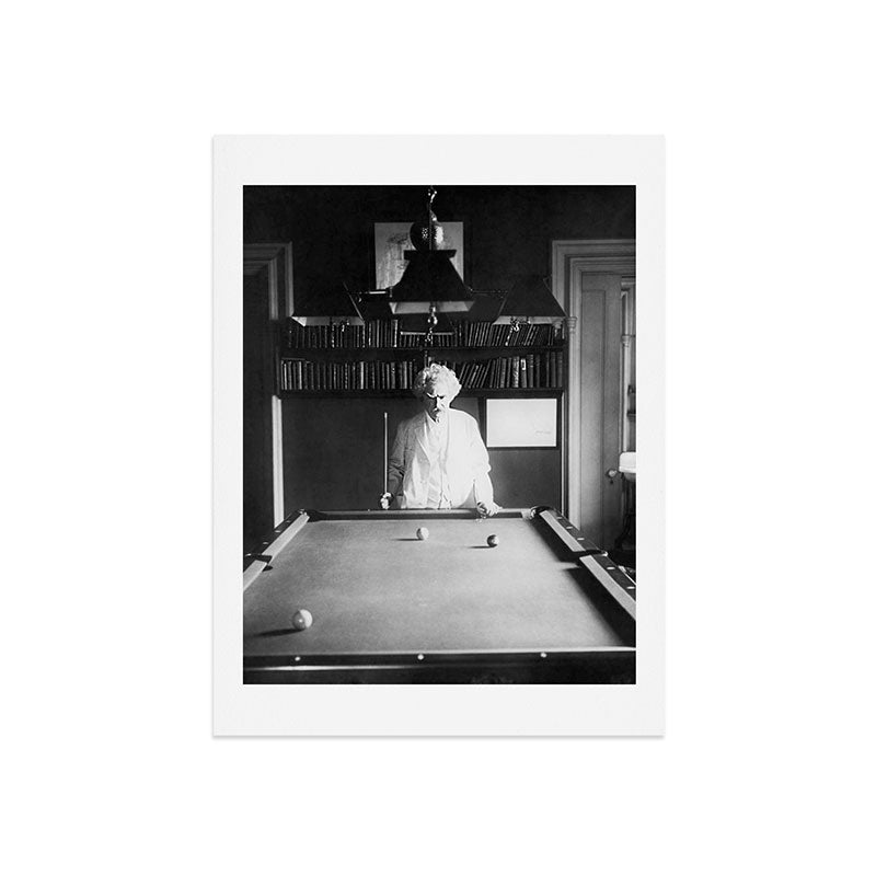 1891 Mark Twain playing billiards, pool black and white vintage photograph / photography Art Print