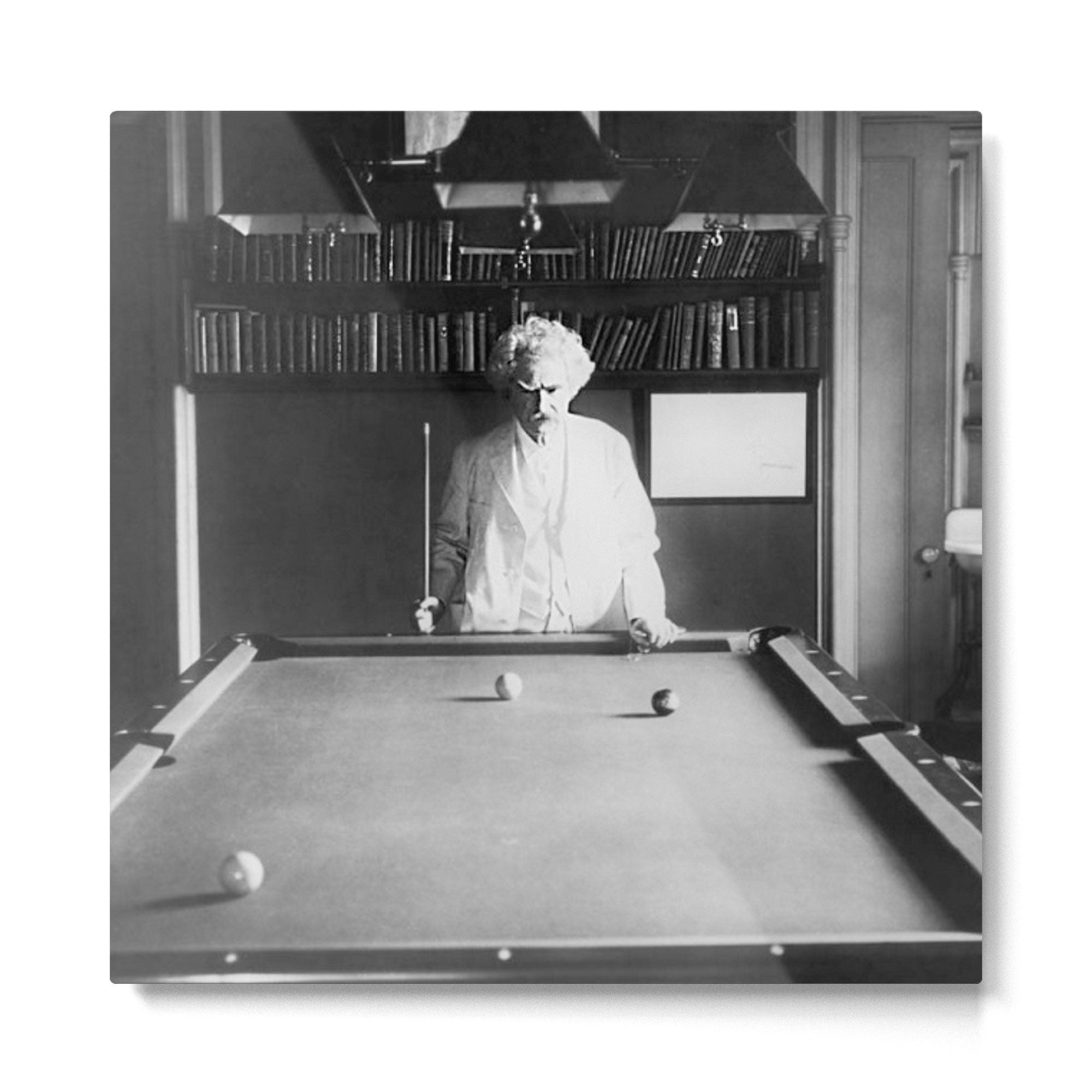 1891 Mark Twain playing billiards, pool black and white vintage photograph / photography Metal Print