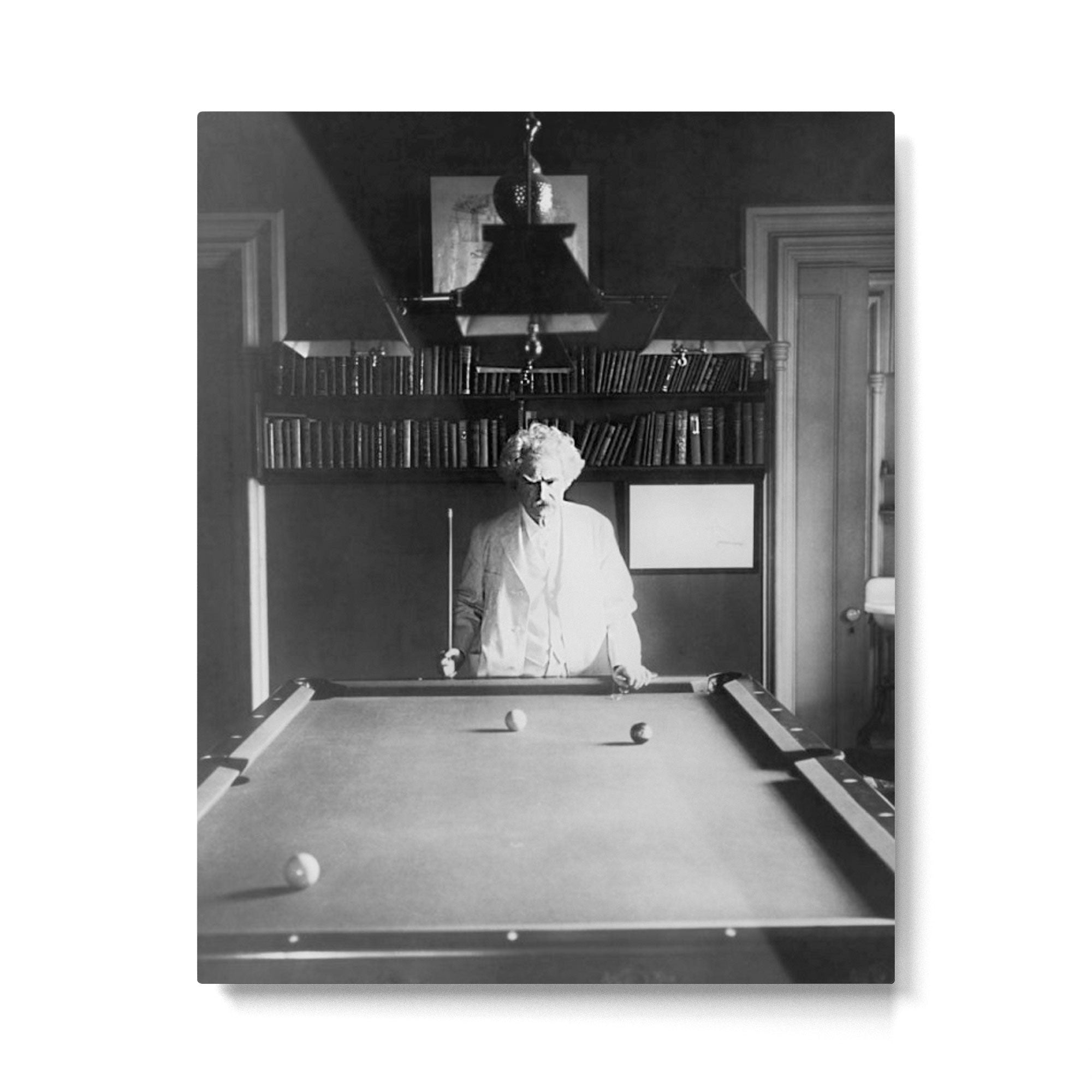 1891 Mark Twain playing billiards, pool black and white vintage photograph / photography Metal Print