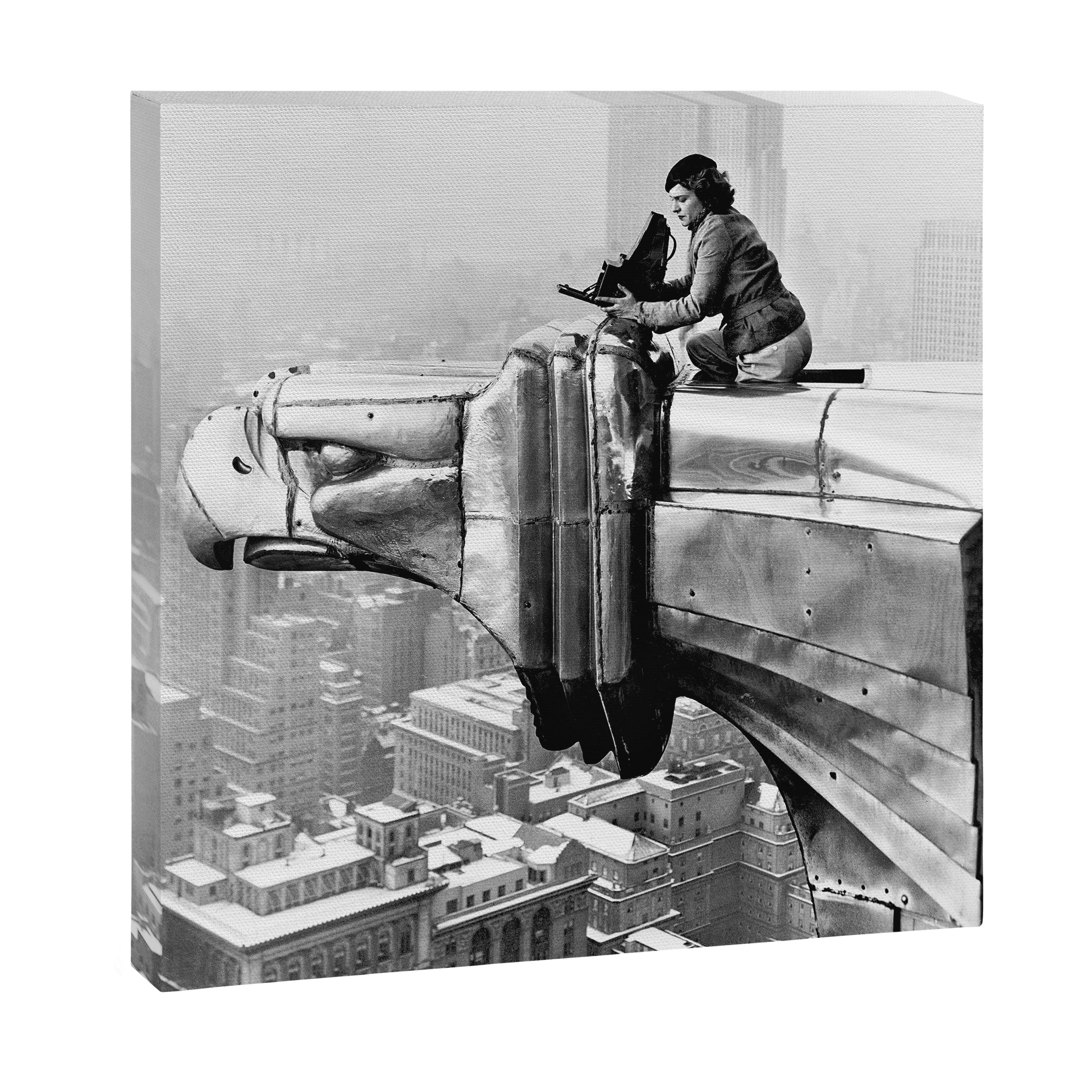 1930 Margaret Bourke-White atop of the world New York City skyline black and white photograph Canvas Print