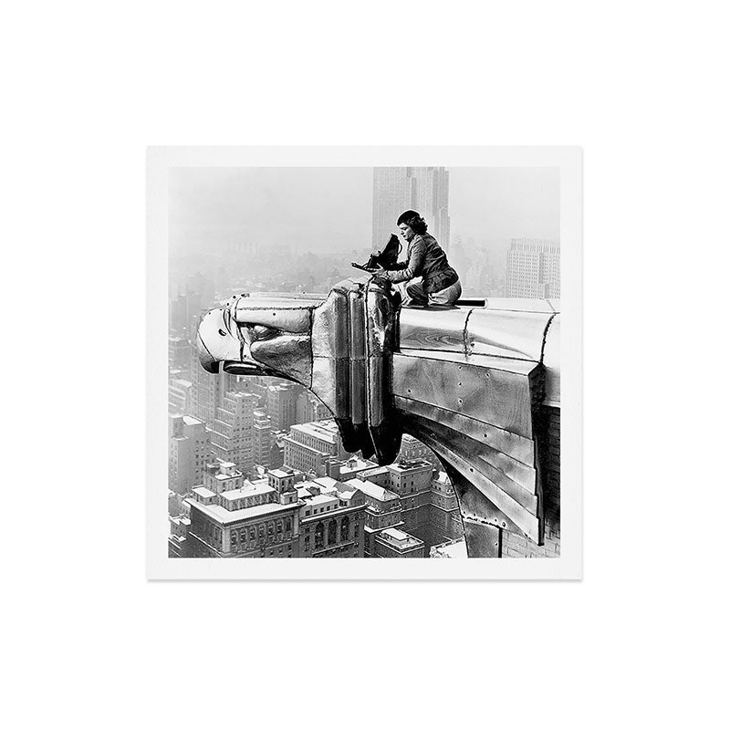 1930 Margaret Bourke-White atop of the world New York City skyline black and white photograph Art Print