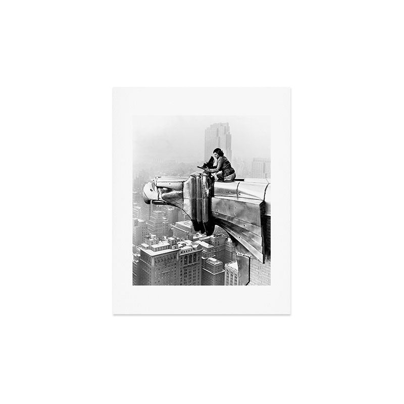1930 Margaret Bourke-White atop of the world New York City skyline black and white photograph Art Print