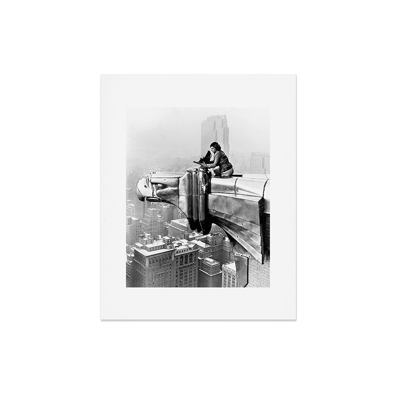 1930 Margaret Bourke-White atop of the world New York City skyline black and white photograph Art Print