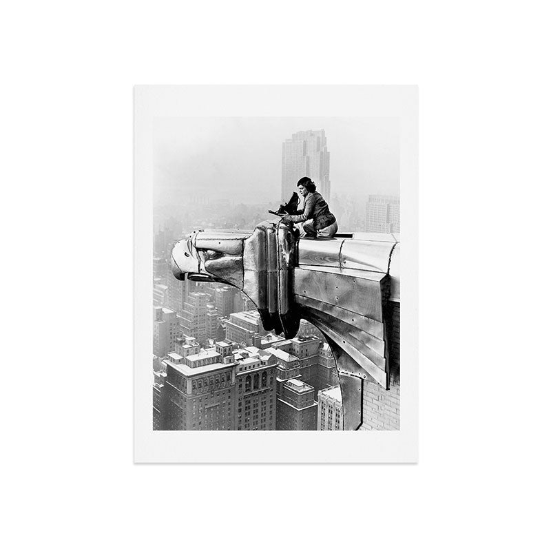 1930 Margaret Bourke-White atop of the world New York City skyline black and white photograph Art Print