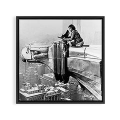 1930 Margaret Bourke-White atop of the world New York City skyline black and white photograph Framed Canvas Print