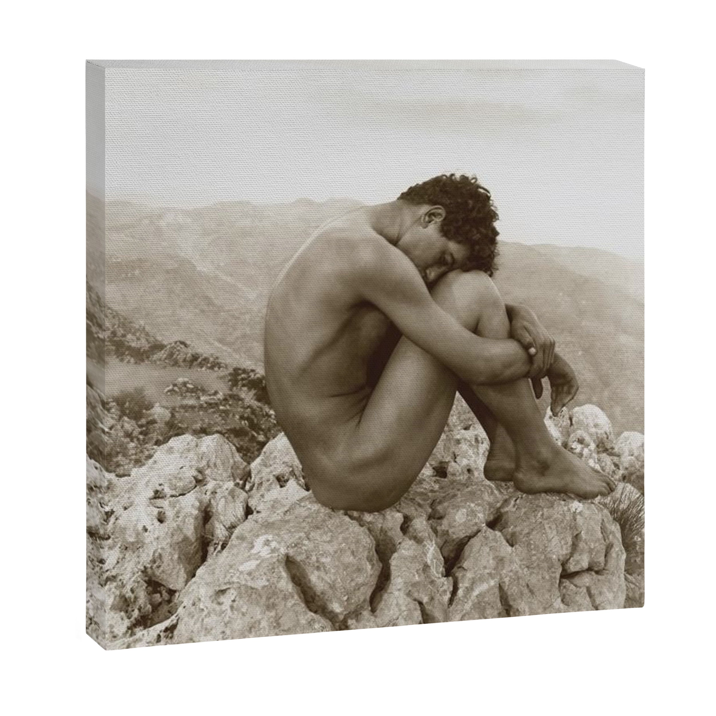Caino' Male Nude black and white photograph / black and white photography by Wilhem von Gloeden Canvas Print