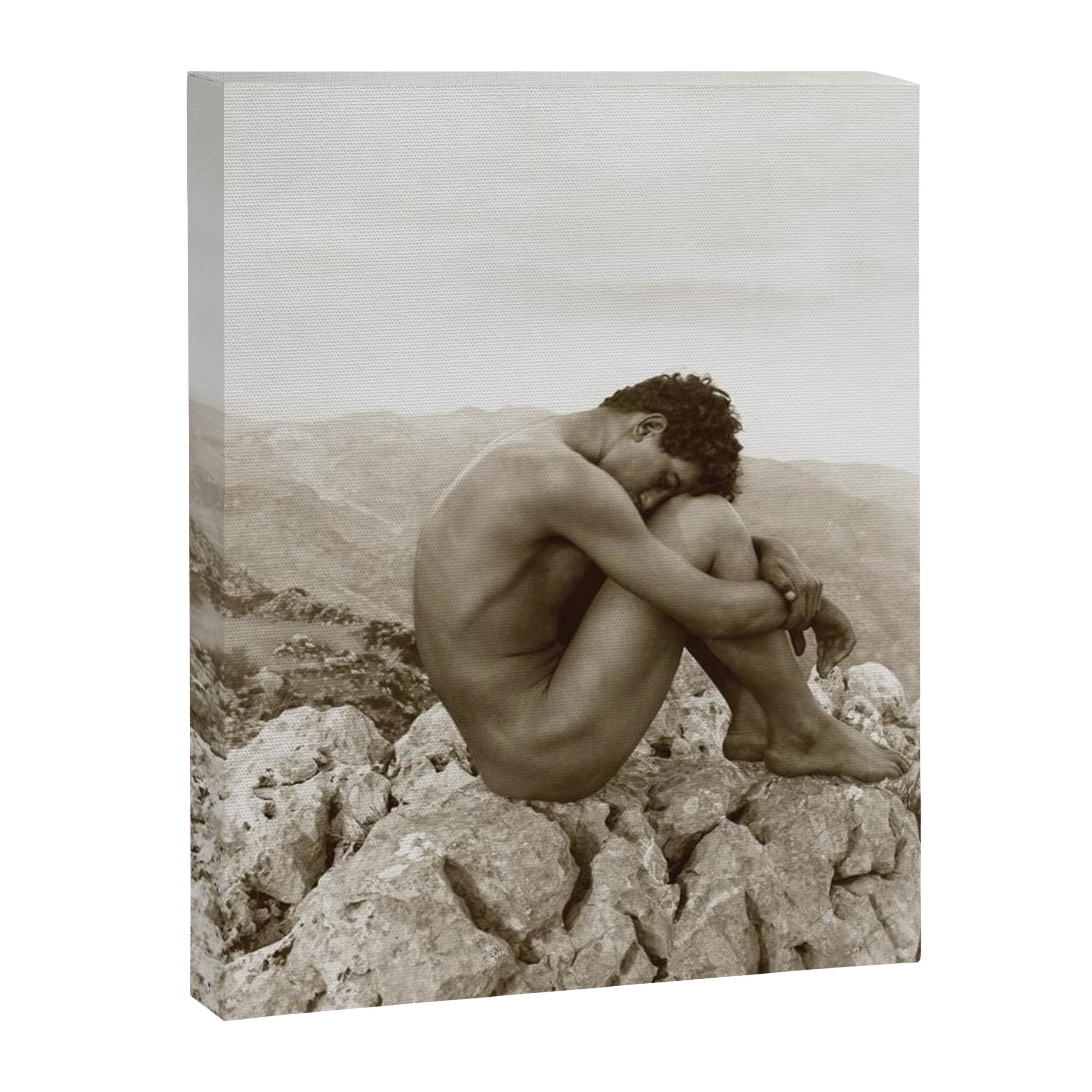Caino' Male Nude black and white photograph / black and white photography by Wilhem von Gloeden Canvas Print
