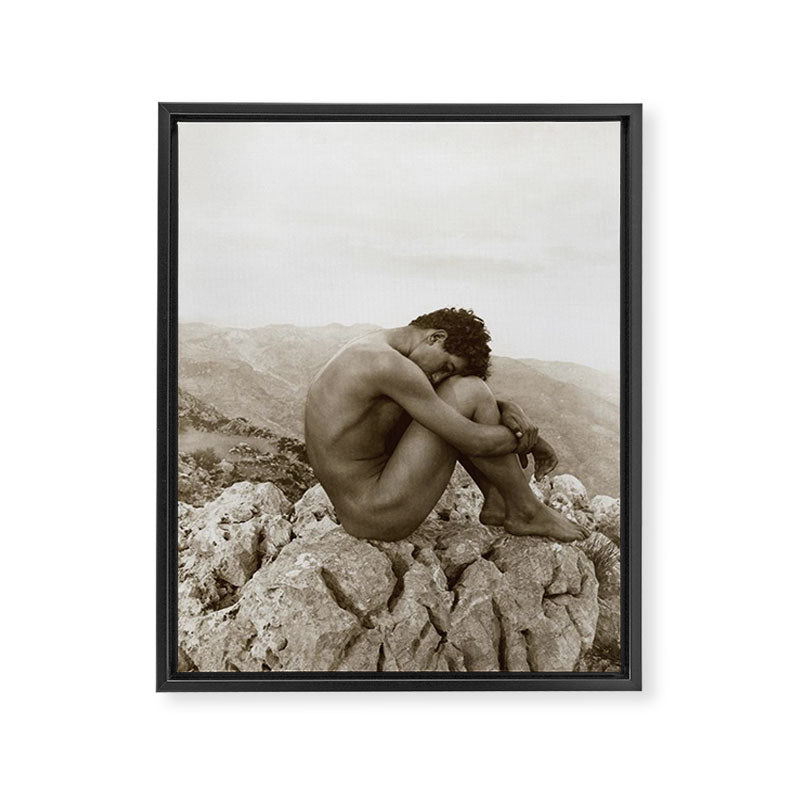 Caino' Male Nude black and white photograph / black and white photography by Wilhem von Gloeden Framed Canvas Print