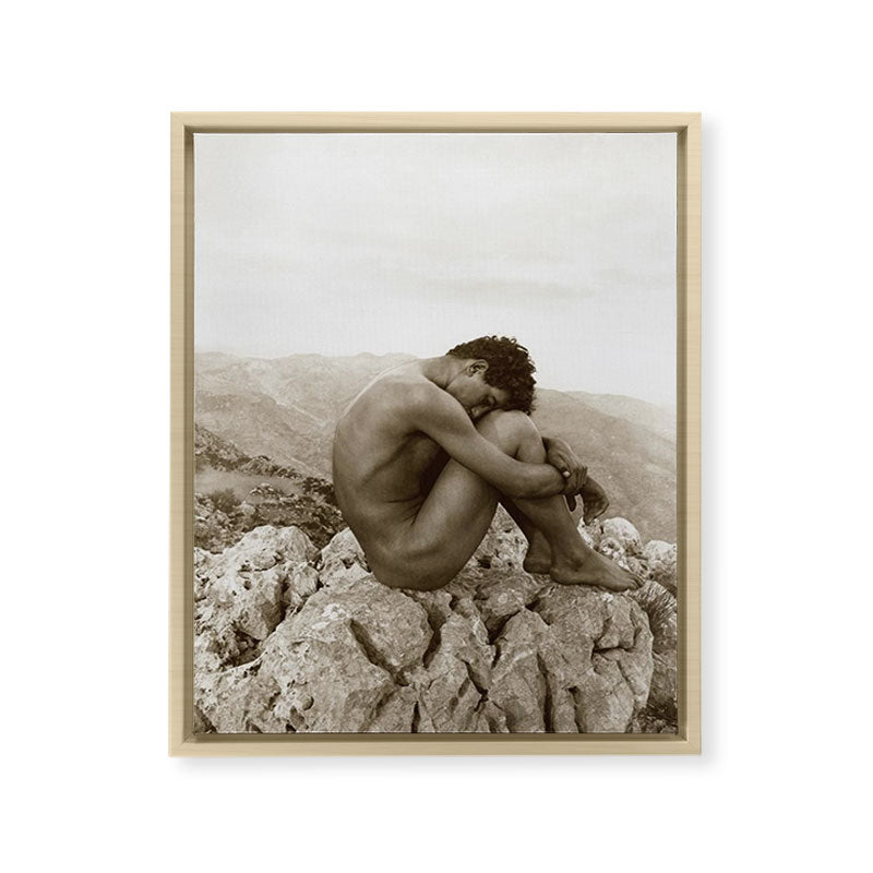 Caino' Male Nude black and white photograph / black and white photography by Wilhem von Gloeden Framed Canvas Print
