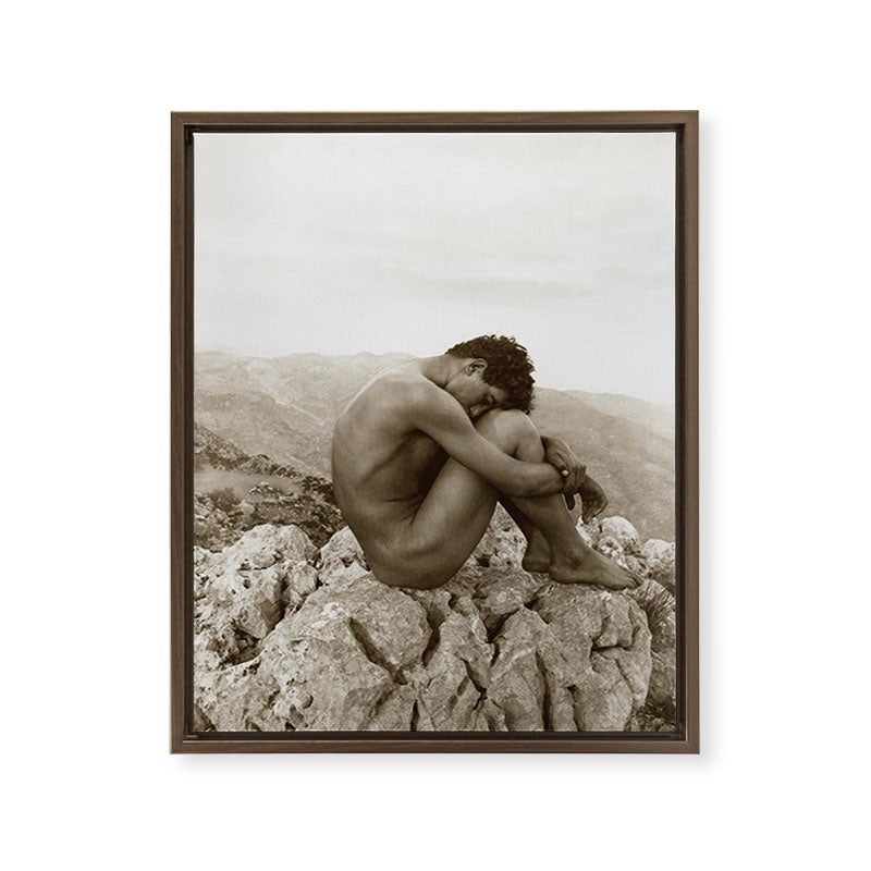 Caino' Male Nude black and white photograph / black and white photography by Wilhem von Gloeden Framed Canvas Print